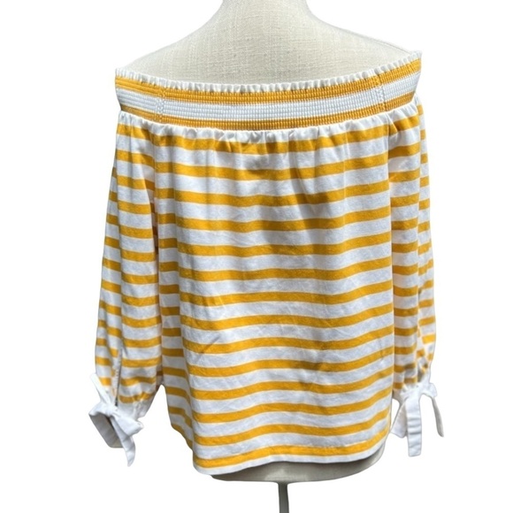 J. Crew Yellow and White Striped Off-Shoulder Blouse - Picture 8 of 12
